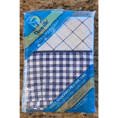 Vintage Danville No Iron Pillowcases by Dan River New checkered stripe