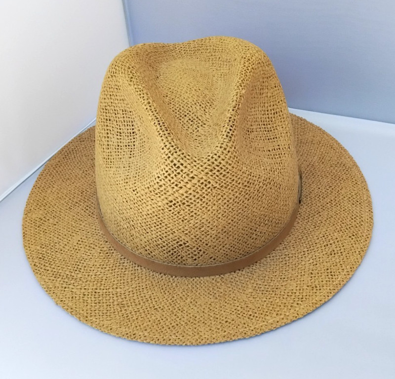Authentic Borsalino Hat Leather Headband Burlap or Raffia Style Size 7 3/8 (59)