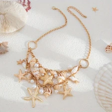 Starfish & Conch Charm Necklace for Women Jewelry for Women Necklace Accessories