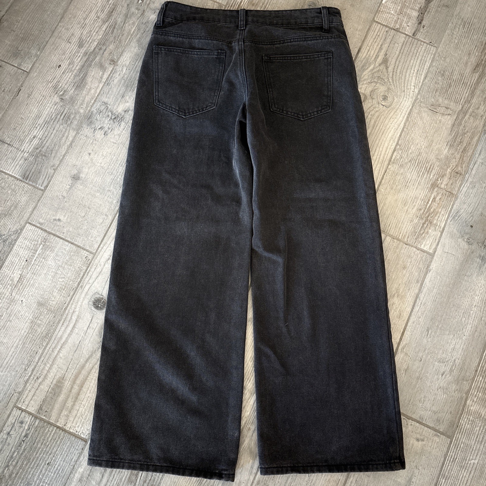 Edikted BLACK Washed Low Rise Jeans Wide Leg Denim Women SMALL NEW WO TAG image 6