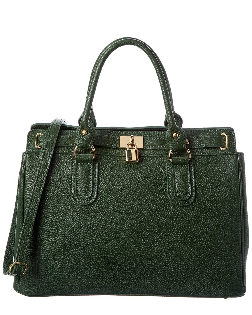 Italian Leather Top Handle Bag Womens Green 21190₽
