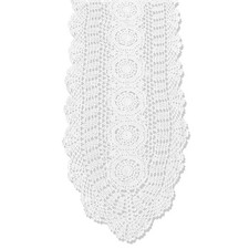 100 Cotton Handmade Crochet Lace Oval Table Runner White 12x36 Inch
