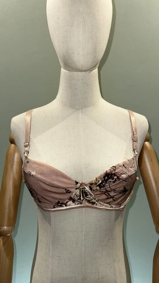 Sujetador de malla rosa sexy vintage de Roberto Cavalli para mujer talla S Foto 3 de 4