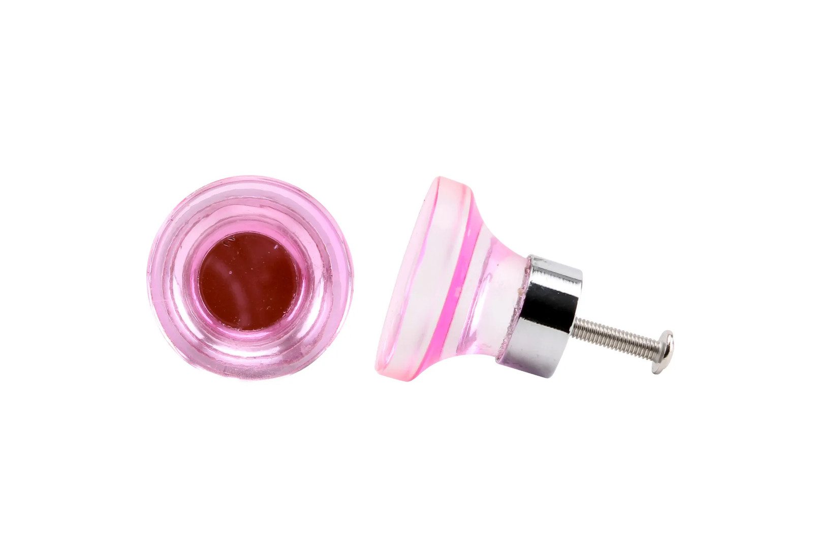 Pink Acrylic Drawer Pulls Cabinet Knobs Shabby Chic Hardware Set of 2