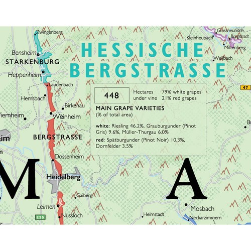 "De Longs Weinkarte von Deutschland 24"" x 36" - Bild 4 von 5