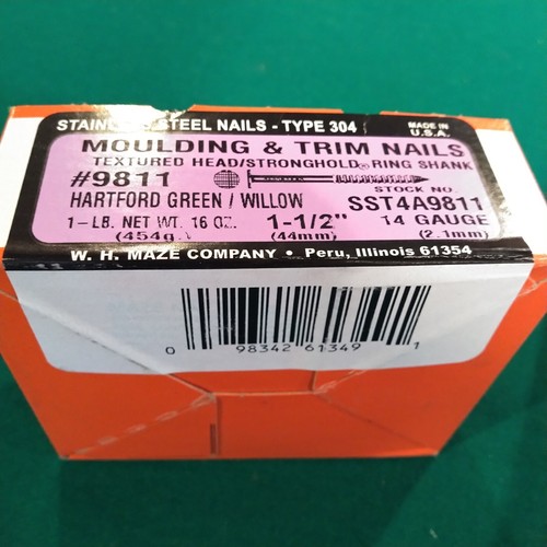 Maze Stronghold Trim Nails S.S. Vástago de anillo tipo 304 1 lb. 9811 Hartford Green - Imagen 4 de 12