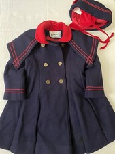 Vintage Toddler Girls Rothschild Blue Coat  Hat Sz-4T