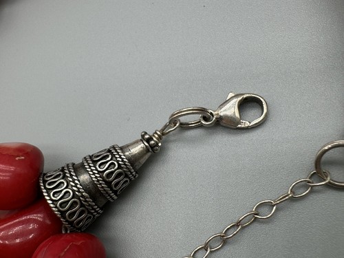 Vintage Red Coral Beads 3 Strand 925 Sterling Silver Clasp/Beads Necklace 17” - Picture 23 of 24