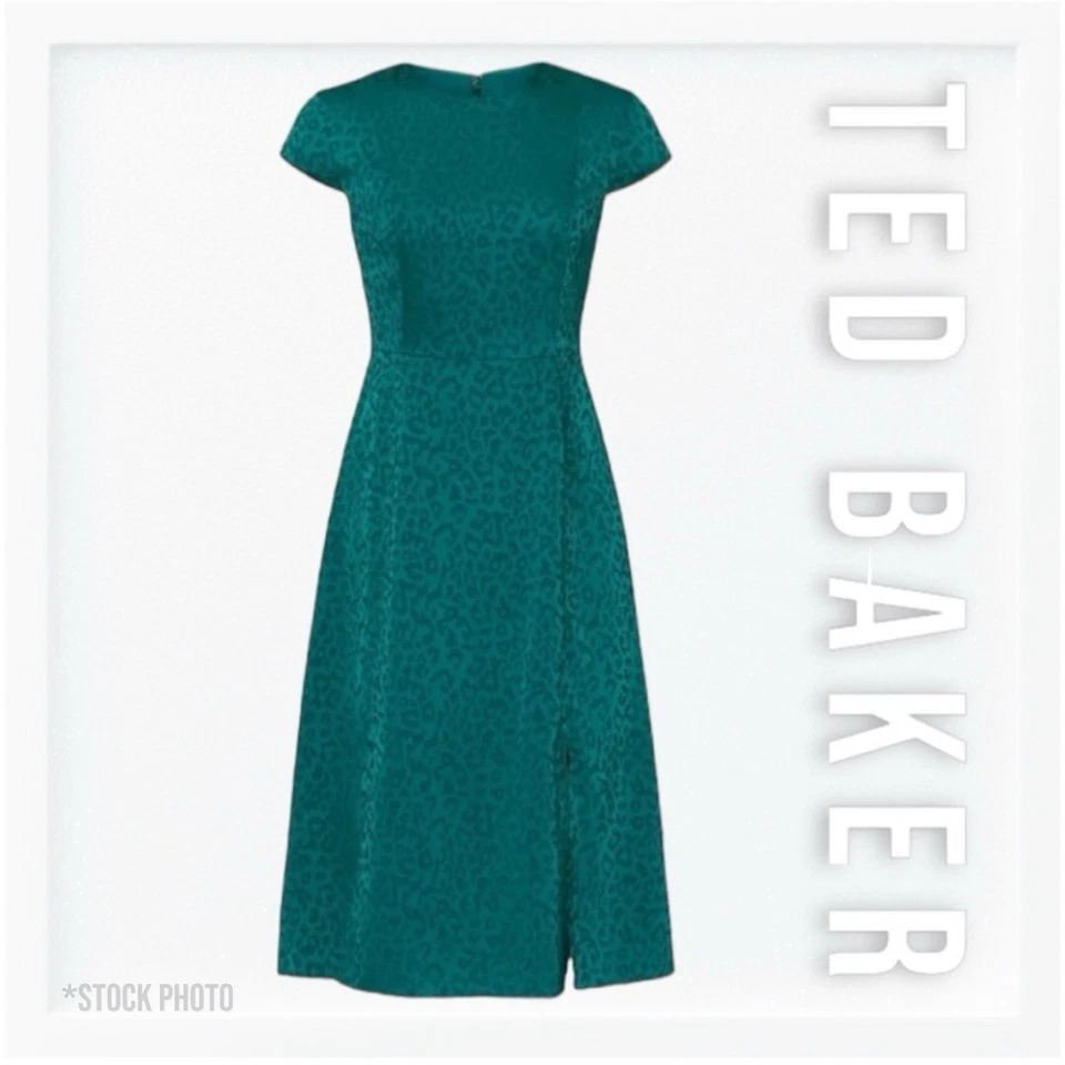 Ted Baker Green Bellana Leopard Dress sz 3