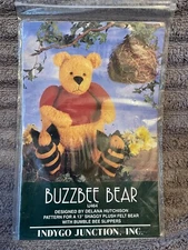 Indygo Junction Pattern IJ464~ BUZZBEE BEAR ~ 13" Plush Felt Bear w/Bee Slippers