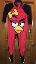 Angry Birds Pajamas Girls Size 4/5 Micro Fleece Blanket Sleeper NWT Footed