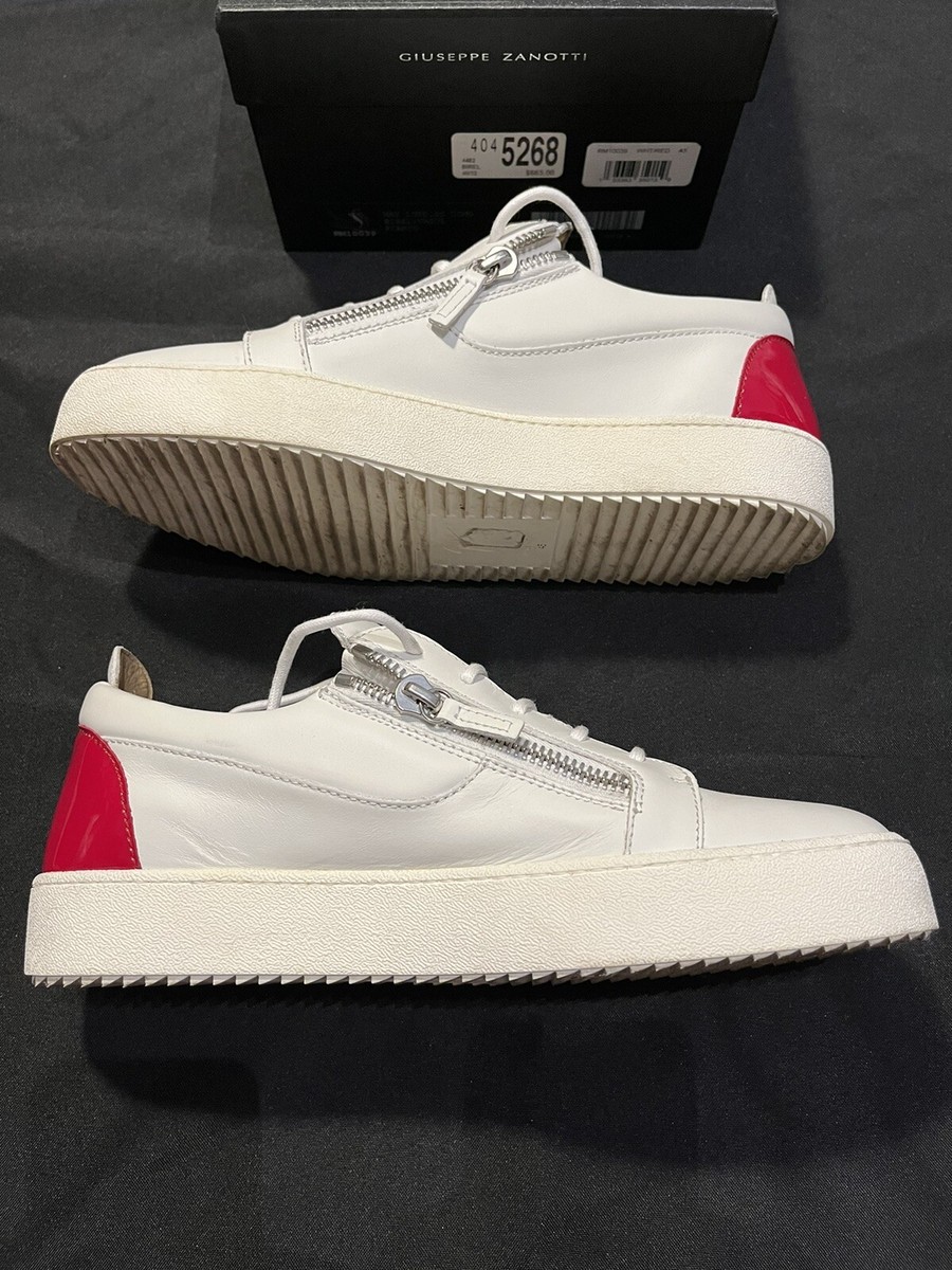 スニーカー Giuseppe Zanotti May Lond Sneakers GIUSEPPE ZANOTTI MAY LONDON BIREL WHITE RED SNEAKERS 45 12