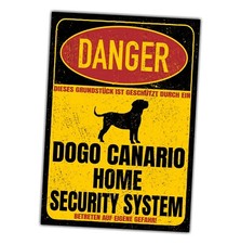 Dogo Canario Presa Dog Schild Danger Security System Türschild Hundeschild Warns