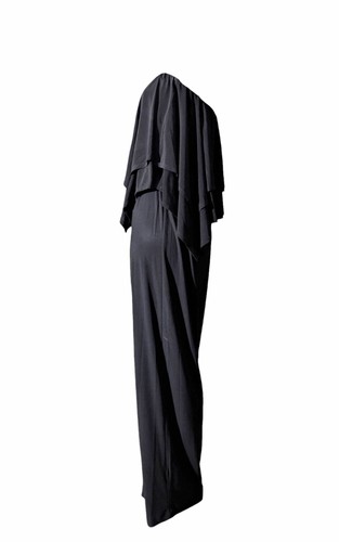 EMMA & MICHELE Jumpsuit Black Stretch Jersey Strapless Draped SMALL - Picture 2 of 7