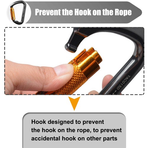 30KN Heavy Duty Auto Locking Climbing Carabiner Aluminum D Ring Clips Twist Lock - Picture 7 of 10