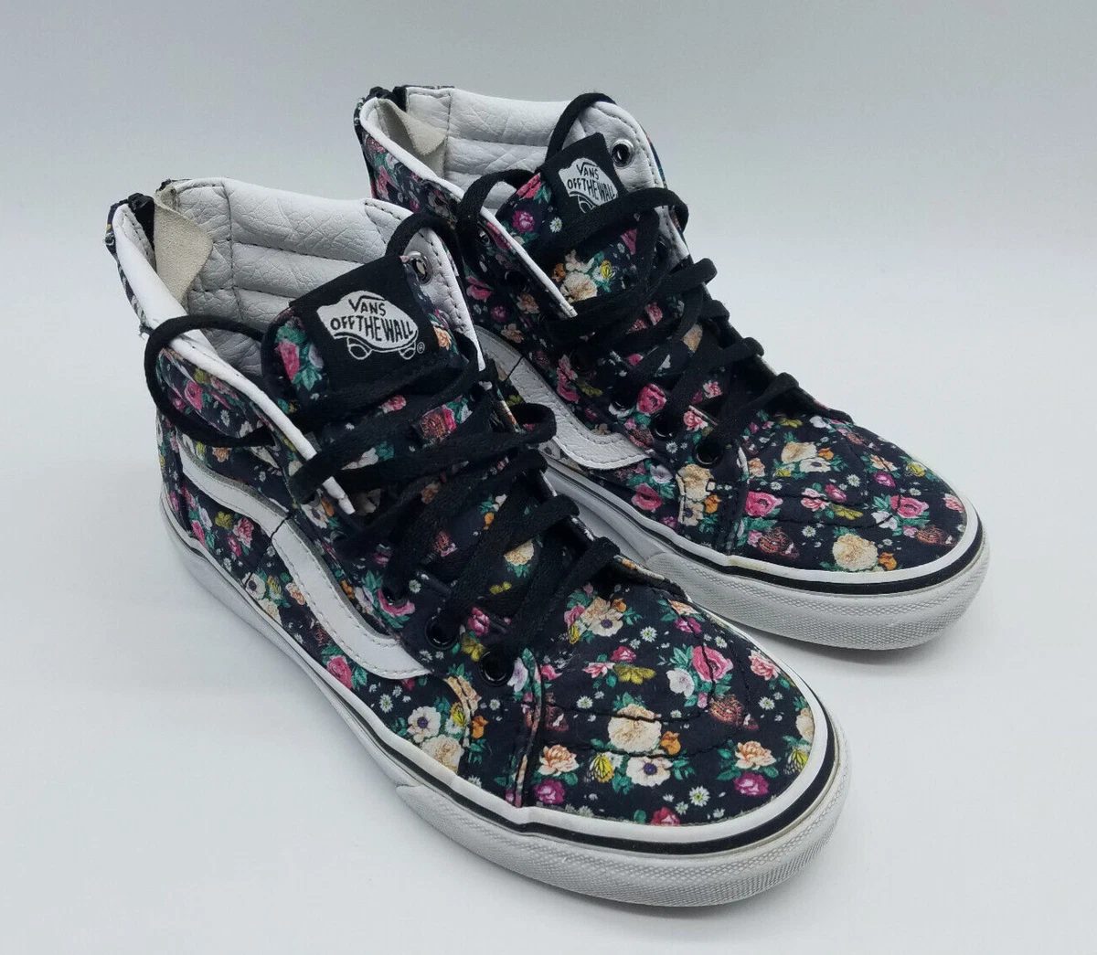 Vans Old Skool Sk8 Floral Hi Top Back Zip Girl s Skate Shoes Size
