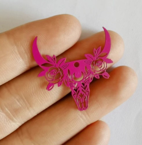 Cuernos de calavera boho 29 mm - Dijes de pendientes de filigrana - Imagen 5 de 22