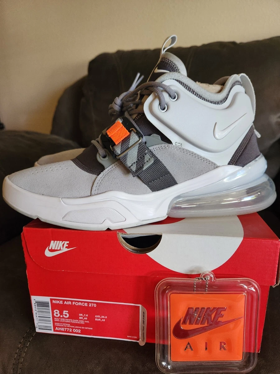 Nike Air Force 270 Wolf Grey White Suede Men 8.5 AH6772 002