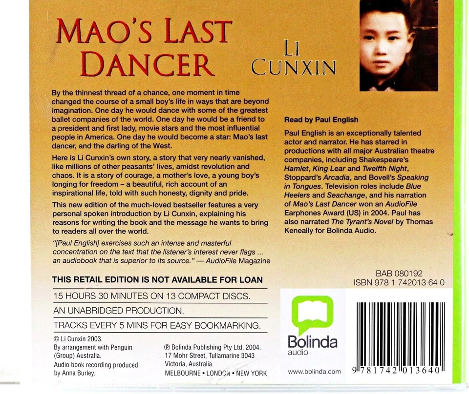 Mao's Last Dancer - Li Cunxin Read By Paul English - 13 CDs PreOwned AudioBook - Image 4 of 4
