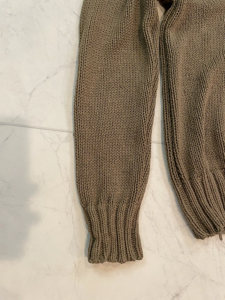 Vintage Polo Ralph Lauren 100 Silk Cable Knit Toggle Sweater L Brown Ope G2U - Image 3 of 4