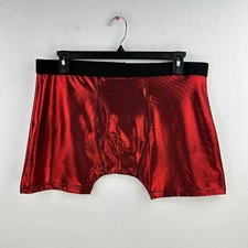 Max Deco Boxer Shorts Mens XL Red Shiny Bright Brief Elastic Waist Trunk Disco