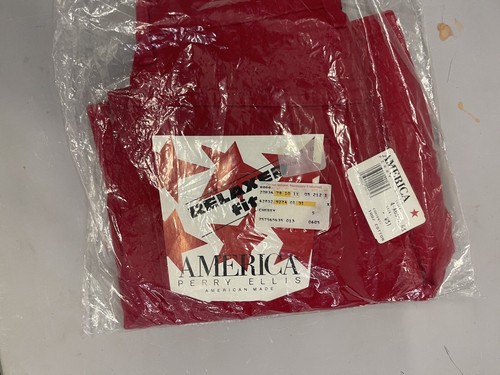 Perry Ellis, Vtg 90s Perry Ellis America Mens 31 Denim Jean Long Shorts USA Red NEW NWT