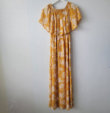 Show Me Your Mumu women's Off Shoulder Floral Maxi Dress size S yellow side slit