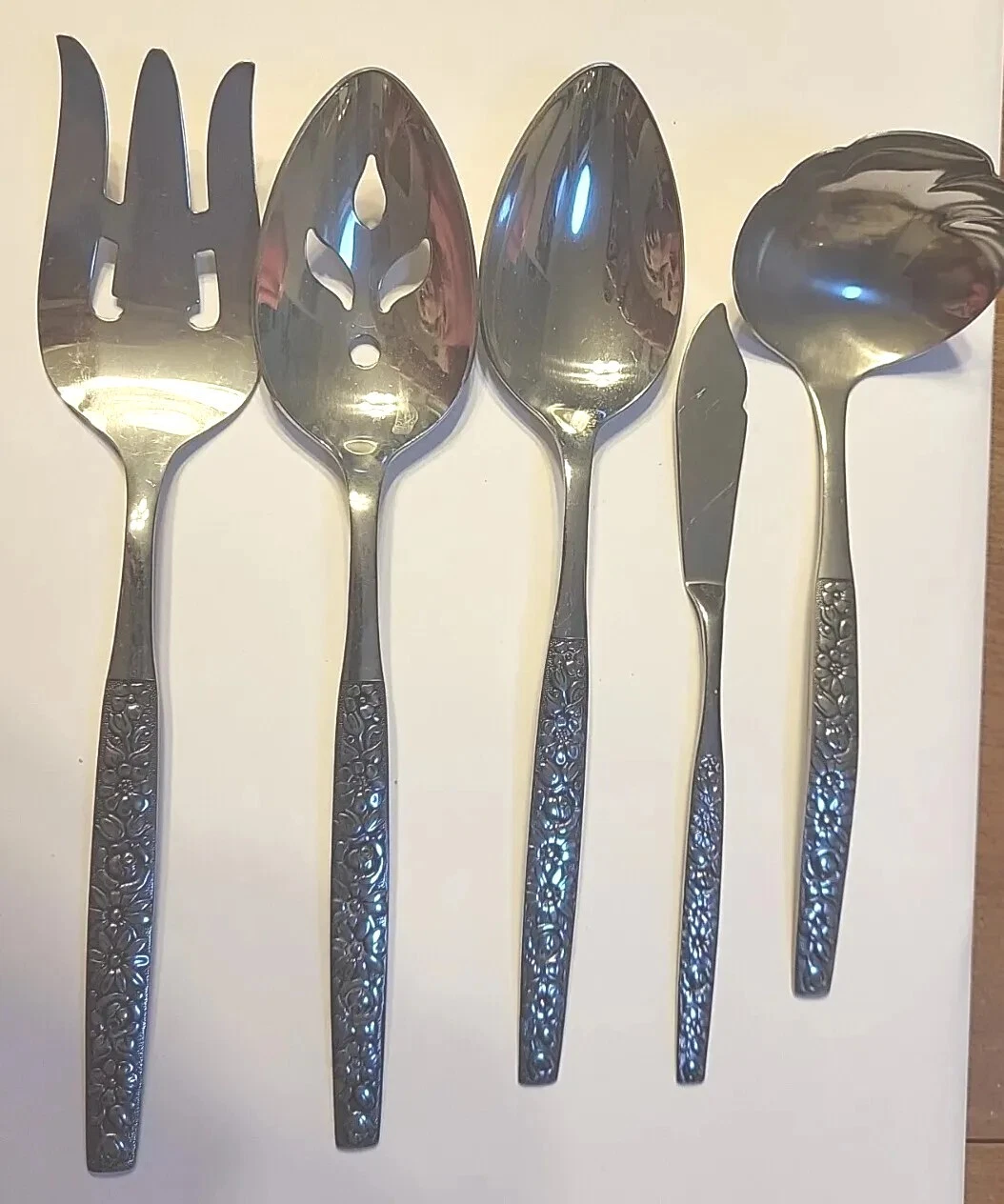 Set Of 5 Wm Rogers Oneida MALIBU Hostess Serving Set Flatware Stainless Flowers