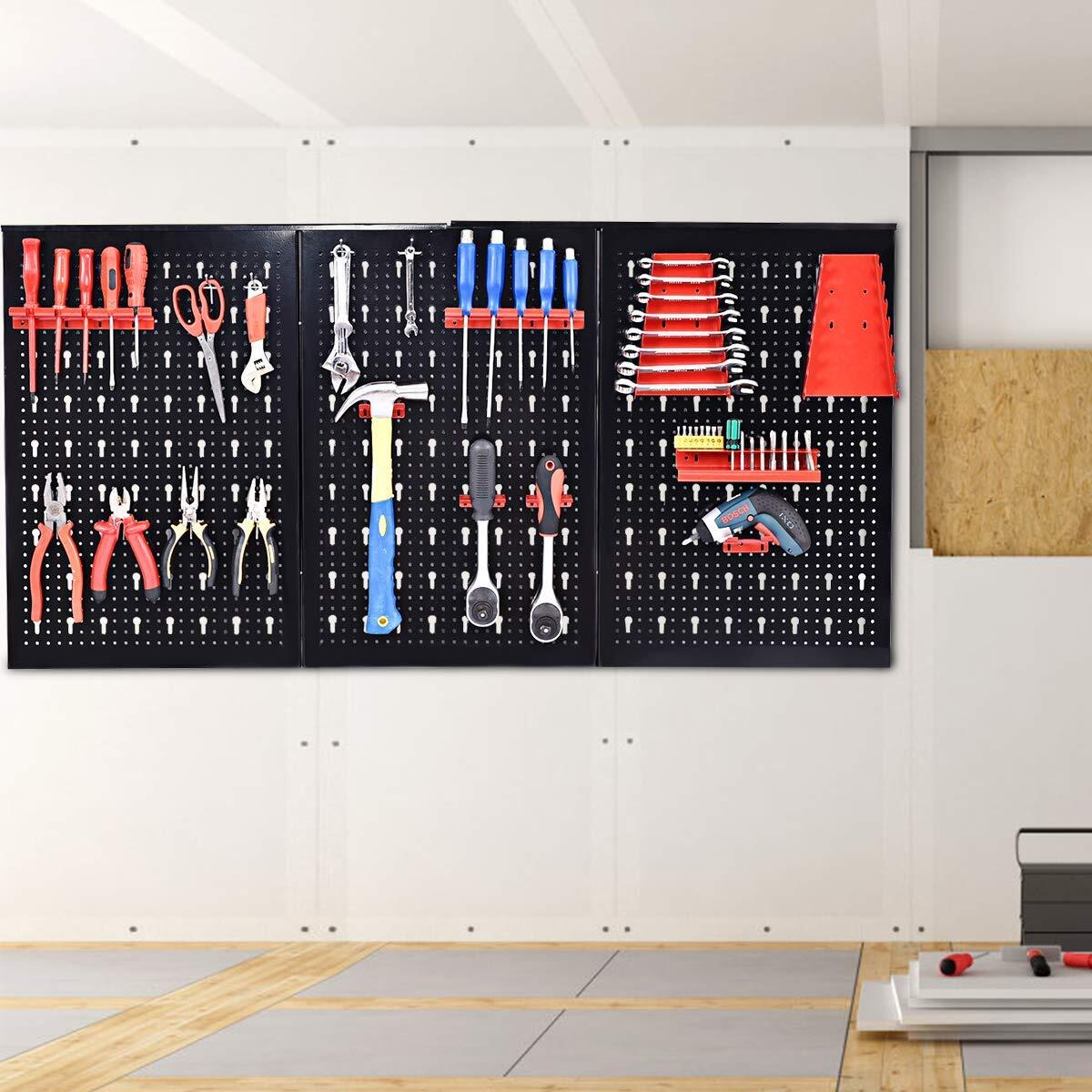 TrutzHolm Lochblech Werkzeug-Lochwand Set 120x60cm Schwarz/grün Mit Haken – Ordnung Für Deine Werkstatt Werkstattwand 120x60 Cm