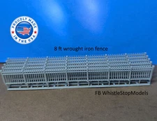 N Scale 8 ft tall double rail wrought iron fence N1054
