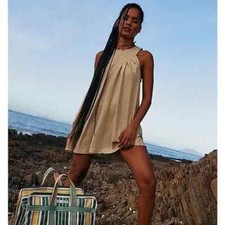 Free People Beat The Heat Tunic Salt Marsh Mini Dress L NWT