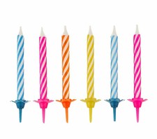 20 Pack Birthday / Celebration Cake Candles With 20 Holders Multi-Coloured.