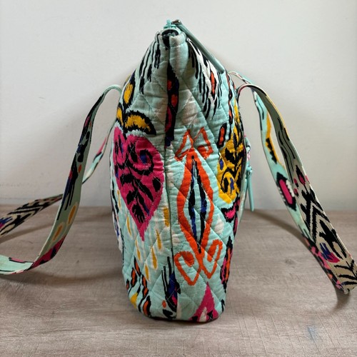 Vera Bradley Villager Tote Pueblo Purse Blue Aztec Pink Yellow White Quilted - Picture 5 of 9