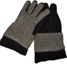 Ritter Ketten Handschuhe Leder  R&uuml;stung Ritter LARP Reenactment  Mittelalter