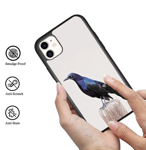 For iPhone SE XS XR Max 5 6 7 8 Plus Quiscalus boat tailed grackle Case Friendly - Picture 20 of 25