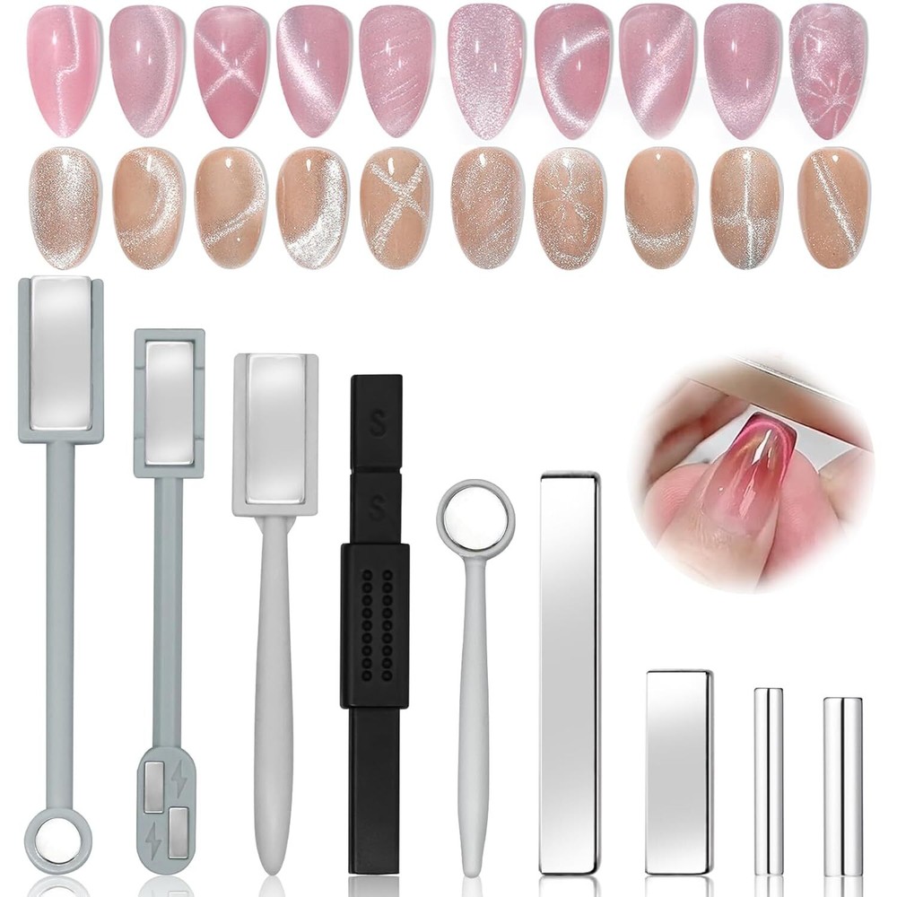 9Pcs Cat Eye Magnet for Nails, Gel Nail Polish Tools Set, 9pcs