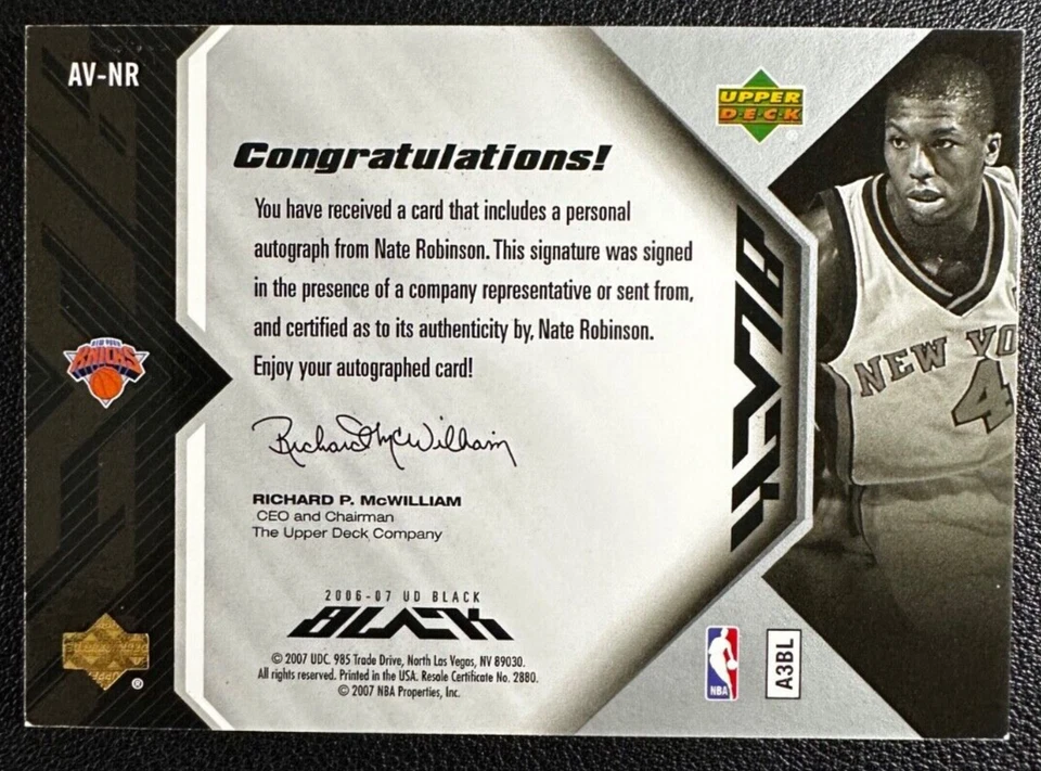 NATE ROBINSON 2006-07 Upper Deck UD Negro Autógrafos Veteranos 16/99 Foto 2 de 2