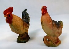 Vtg Miniature Rooster And Hen Set