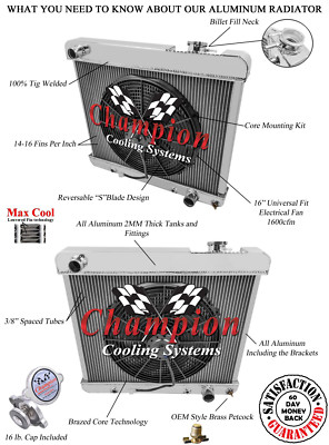 4 Row Radiator and Fan Combo For 61-66 GM/C/K Truck