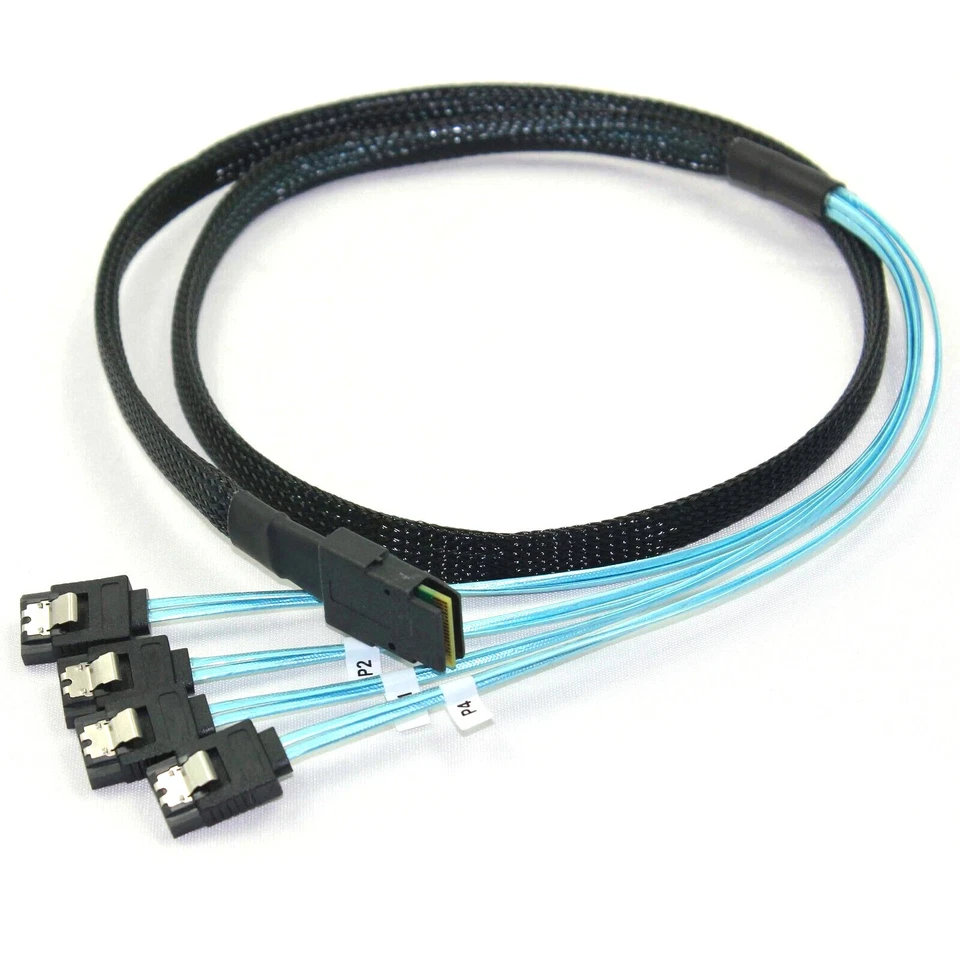 2x Mini SAS to 4 SATA SFF-8087 Multi-Lane Forward Breakout Splitter Cable 3 Feet - Image 2 of 3