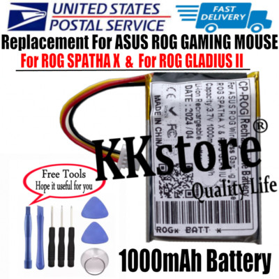 USPS 1000mAh Battery For ASUS ROG SPATHA X & For ROG GLADIUS II  Wireless Mouse