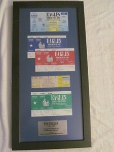 The Eagles framed tickets from England 1996 - NOT SOLD TO THE PUBLIC