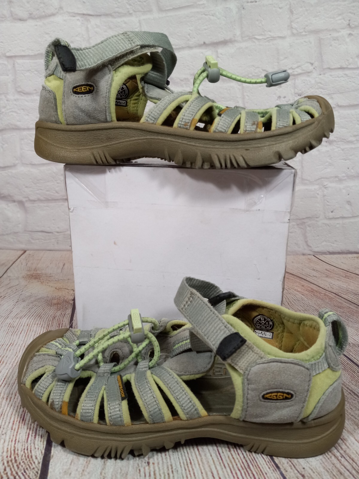 Keen Kids Whisper H2 scarpe da acqua sandali da trekking grigio verde taglia 13