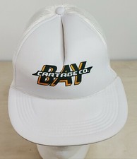 Trucker Hat Mesh Adjustable Snap Back White Green Yellow Bay Cartage Co OSFA