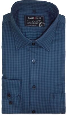 Marvelis Freizeithemd Hemd Casual Langarm Flanell marine/blau kariert 6110.24.18