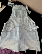American Eagle Women's Bib Overalls Dress Skirt Sz 4 Small Blue Denim NWT