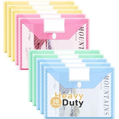 WORPSON 10 Pack, Plastic Envelopes File Folders, 12.75'' x 9.12'', Mixed