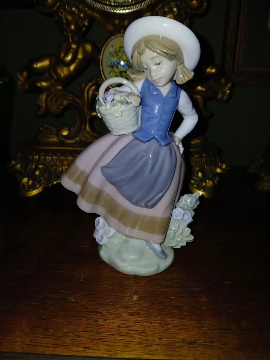Lladro Girl With Flower Basket for sale | eBay