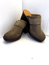 Born BR0036217 Suede Clogs Mules Heels Brown Buckle Size 8M Comfort NEW WITH TAG