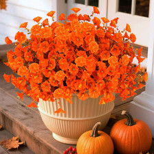 Artificial Fall Flowers for Outdoors, 10 Bundles Fake Faux Fall Flowers UV Resis